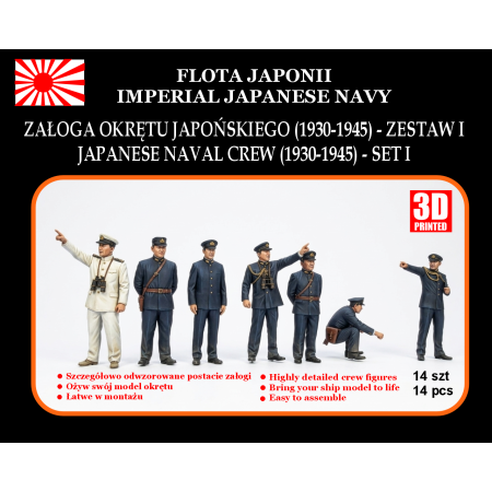 Załoga japońskiego okrętu wojennego Zestaw I (1930–1945) w skali 1:72 – figurki z żywicy