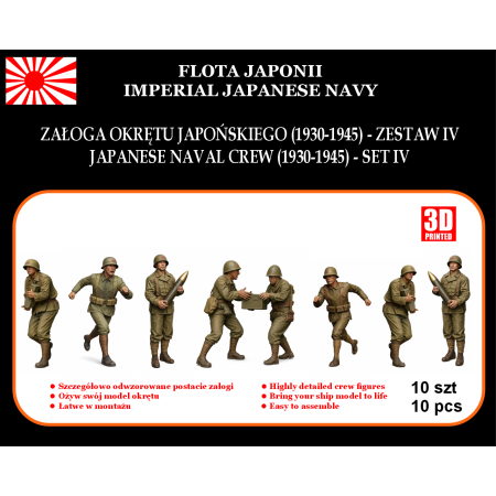 Załoga japońskiego okrętu wojennego Zestaw IV (1930–1945) w skali 1:35 – figurki z żywicy