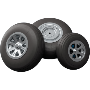 Koła do Lockheed P-38 Lightning z bieżnikiem Straight Tread w skali 1:48 – druk 3D