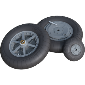 Koła do Messerschmitt Bf 109 E/F z oponą z bieżnikiem w skali 1:32 – druk 3D Koła do Messerschmitt Bf 109 E/F z oponą z bieżnikiem w skali 1:32 – druk 3D