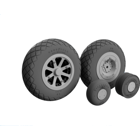 Koła do Curtiss P-40 Tomahawk / Warhawk / Kittyhawk z bieżnikiem Diamond Tread w skali 1:32– druk 3D