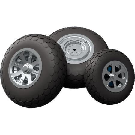 Koła do Lockheed P-38 Lightning z bieżnikiem Button Tread w skali 1:33 – druk 3D