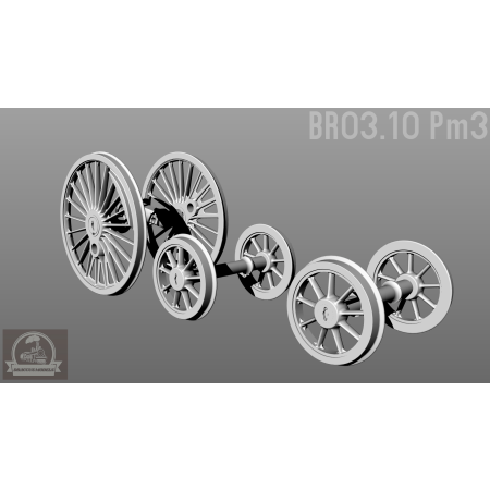 DraccusModels – Zestaw żywicznych kół do parowozu Pm3 / BR 03.10 oraz tendra 32D3 – skala 1:25