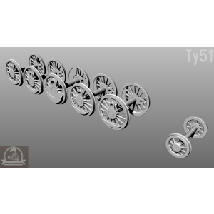 DraccusModels – Zestaw żywicznych kół do parowozu Ty51 oraz tendra 27D51 – skala 1:25 DraccusModels – Zestaw żywicznych kół do parowozu Ty51 oraz tendra 27D51 – skala 1:25