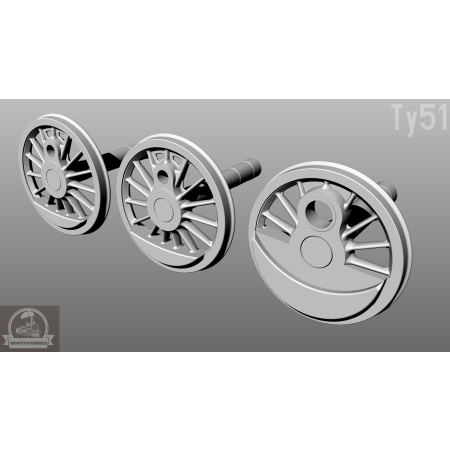 DraccusModels – Zestaw żywicznych kół do parowozu Ty51 oraz tendra 27D51 – skala 1:25